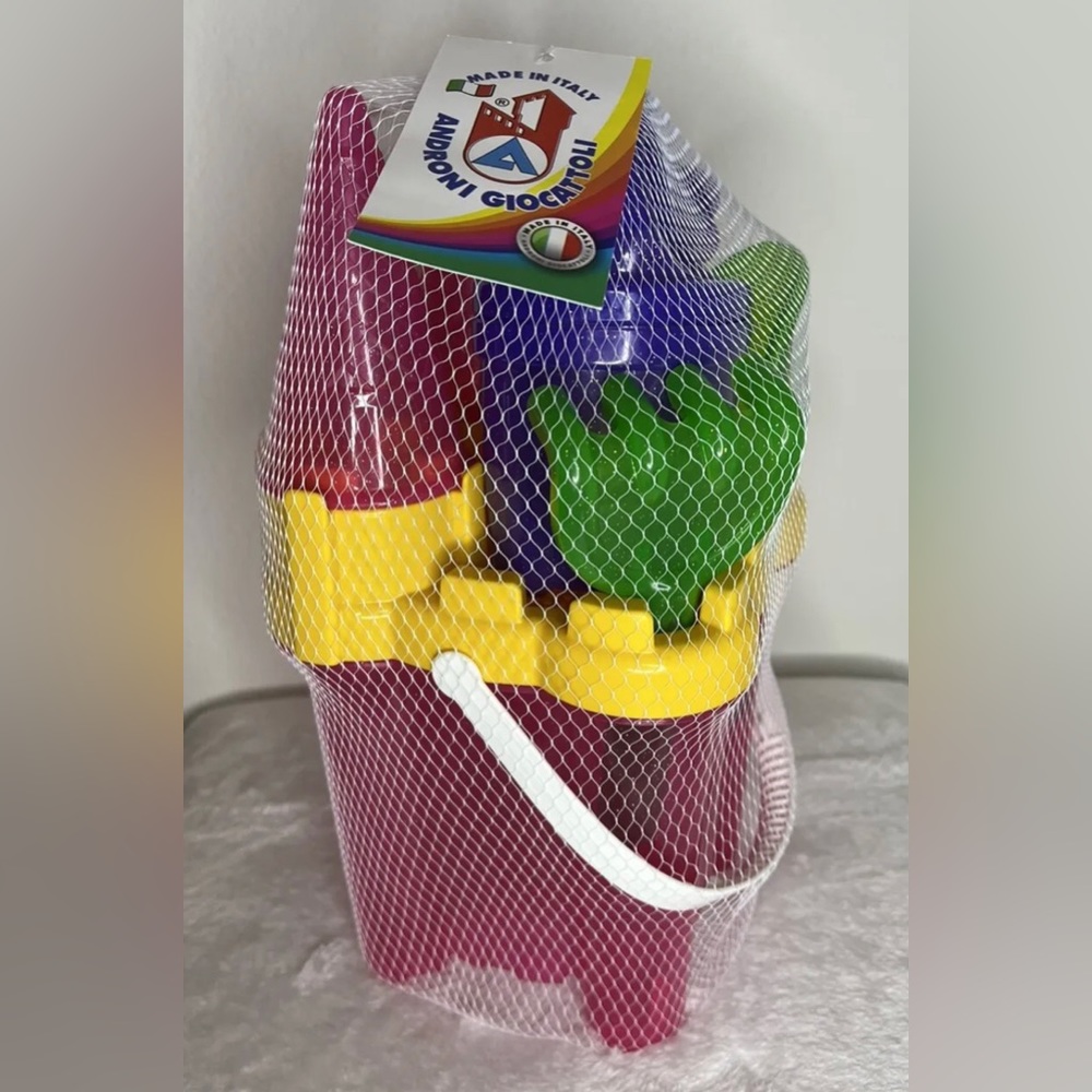 Castle Beach Bucket Set Made In Italy W/ Shovel, Water Can, And Bucket W/Handle